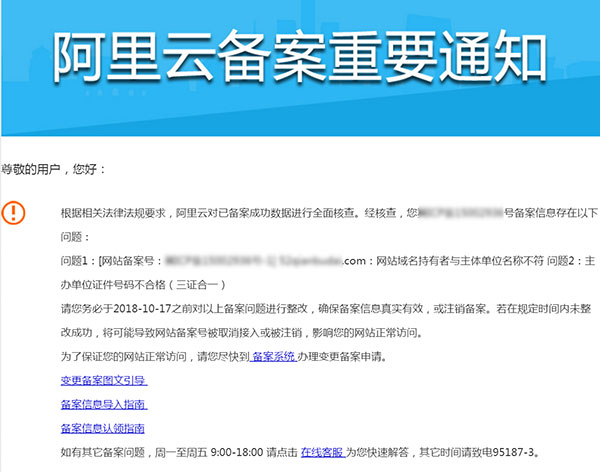 網站備案網站域名持有者與主體單位名稱不符問題